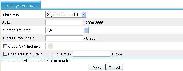 Table 4 Configuration items Item Index Start IP Address End IP Address Description Specify the index of an address pool. Specify the start IP address of the address pool.