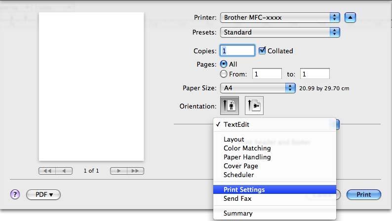 Printing and Faxing To do borderless printing 8 From the Paper Size pop-up menu, choose the size of paper you want to print such as
