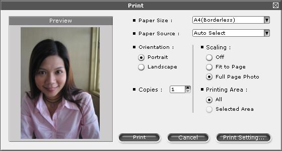 d Choose Paper Size, Paper Source, Orientation, number of Copies, Scaling and Printing