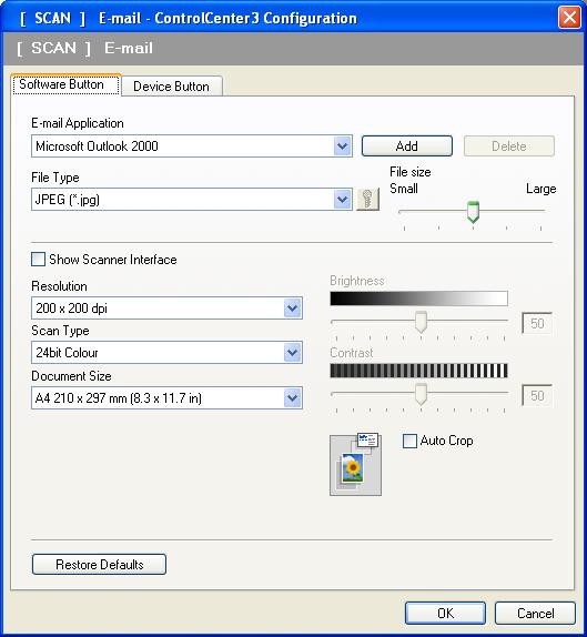 ControlCenter3 E-mail 3 Scan to E-mail lets you scan a document to your default E-mail application, so you can send the scanned job as an attachment.