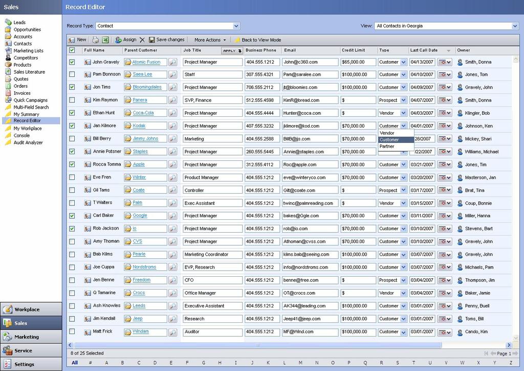 The c360 Console allows users to mix the following types of content: c360 Record Editor provides Microsoft CRM users an easy way to edit/modify multiple CRM records within a single screen.