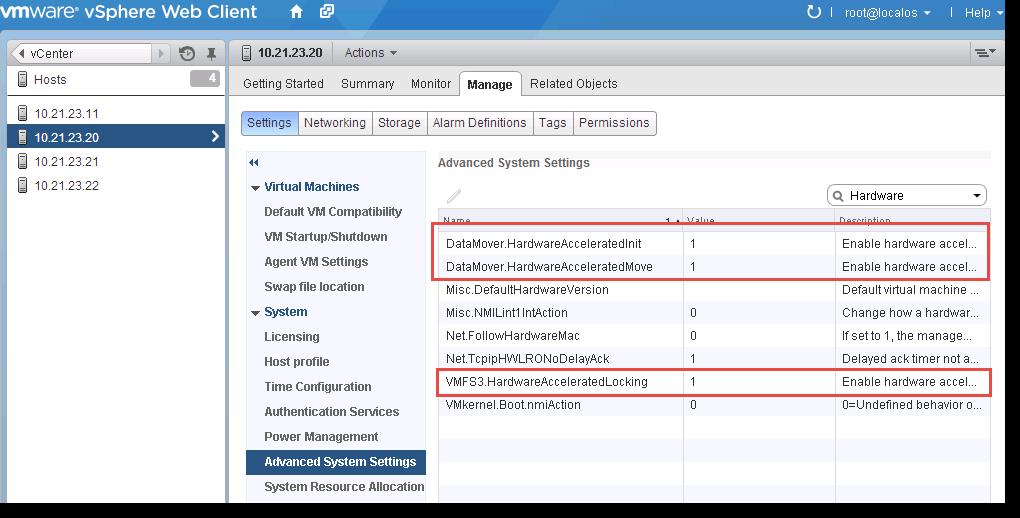 3. To enable hardware accelerated move AKA XCOPY (full copy): esxcli system settings advanced set --int-value 1 --option /DataMover/HardwareAcceleratedMove 4. In VMware ESXi 5.