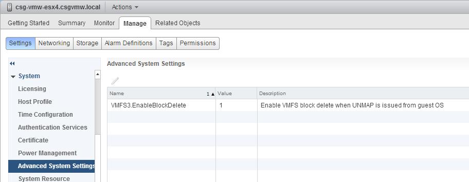 Figure 5. Enable Guest OS UNMAP in vsphere 6.x Disabling Hardware Assisted Locking on Incompatible Arrays Pure Storage does NOT support disabling hardware assisted locking on FlashArray devices.