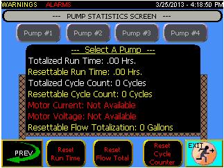 Press Pump Statistics to open the Pump Statistics screen. Refer to Pump Statistics Screen on page 23.