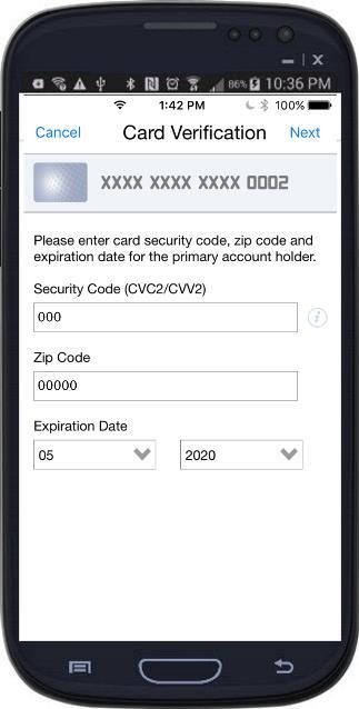 Enter the authentication information: a. Security Code i. Mastercard CVC2 ii. Visa CVV2 iii.