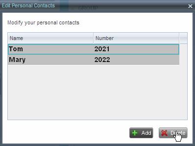 To delete a speed dial entry: 1) In the Personal panel, click Edit. The Edit Personal Contact dialog box appears.