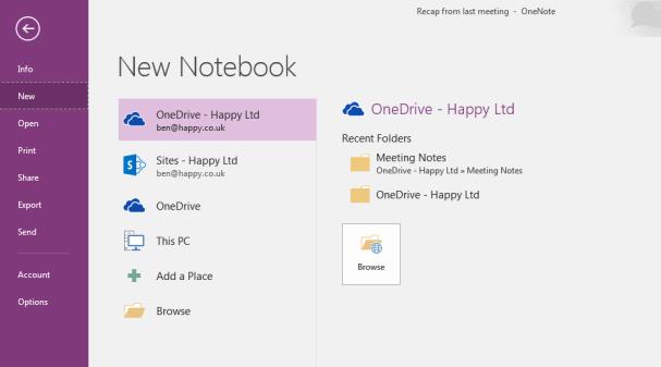 Click Create in a different folder to state where the notebook will be stored Browse to the folder where it will be stored 6.