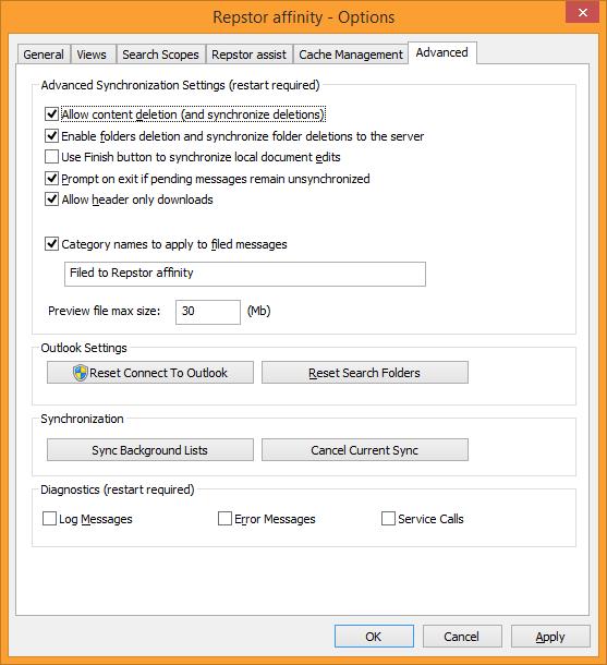 Advanced Options Figure 15 - Advanced Options Allow Content Deletion When set will allow users to delete individual or groups of items and is also necessary to allow moving items between locations.