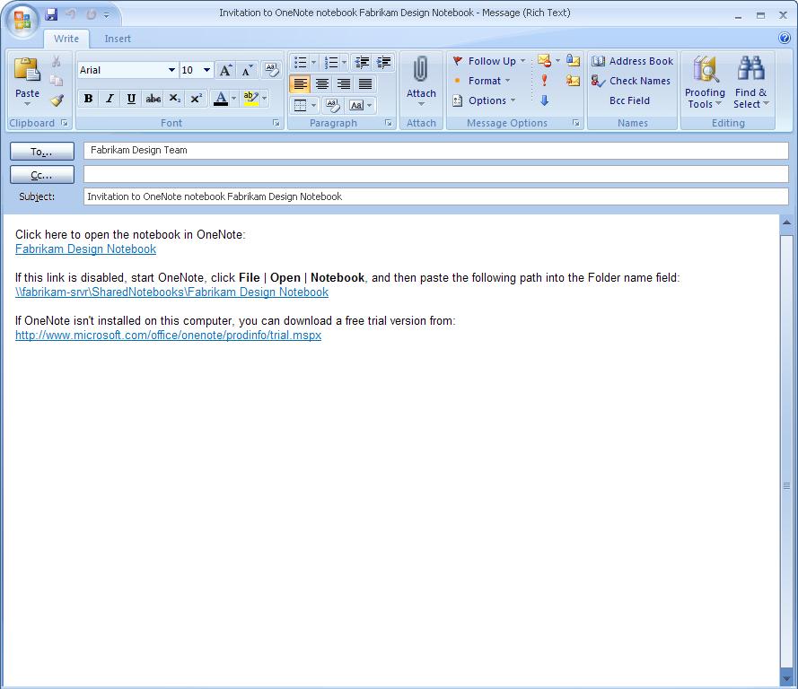 Figure 15: Sharing notes is easy with Office OneNote 2007. Offline Access and Synchronization Team members can work on the shared notebook on their computers even when they are offline.
