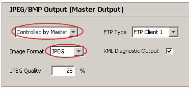 Configuration of MSC800 and ICR890 Set JPG/BMP Output to Controlled by Master Set Image Format to JPEG FTP Page: Parameter