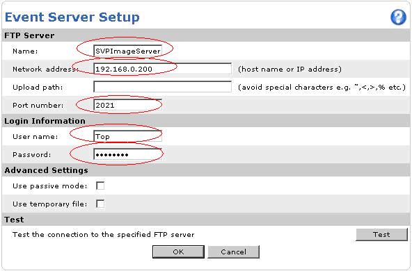 IP Camera Integration Event Server Setup Go to Events -> Event Servers and click on Add FTP.... Here you can define the name of the FTP Server.