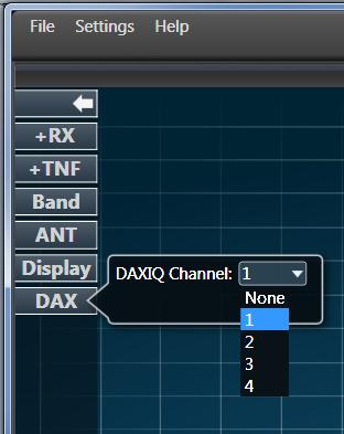 SmartSDR Set the DAXIQ channel.