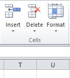 Above columns T and U of the worksheet is the Format icon with