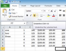 Lesson 1 Excel Tutorial Learning how to use Microsoft Excel 2010 page 13 Step 10B: Click cell F2.