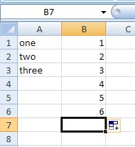 Click cell B1 and drag the mouse down to cell B3 and let go of the mouse. This is how the worksheet should look.
