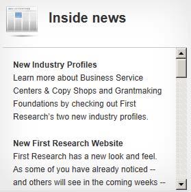 Most Recent Updates The Most Recent Updates box has a list of reports that have been updated recently.