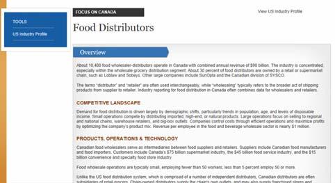 The Related Industries section of the menu column lists other industries that are related to the industry displayed.