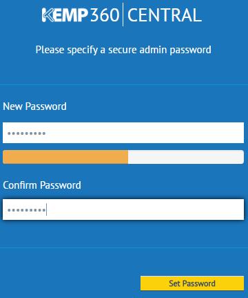KEMP360 Interface Description Figure 2-4: Set Admin Password 7. Enter a new admin password in the two text boxes provided and click Set Password.