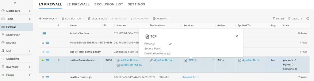 NSX-T K8s Integration Pods Micro-Segmentations Option 2: K8s Network Policy $ kubectl create -f nsx-demo-policy.
