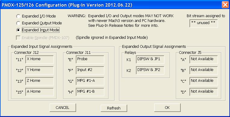 NOTE The PMDX-125 Configuration dialog box does not update dynamically. If you change the expanded mode setting, click on OK to activate the new setting and close the dialog box.