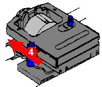 Place the back of the ribbon on printhead assemble (as shown below). 4. Turn the ribbon advance knob clockwise while pressing down on the front of the ribbon.
