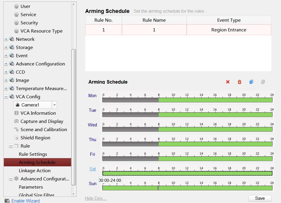 Figure 6-12 Setting Arming Schedule 5. Set the alarm linkage actions.
