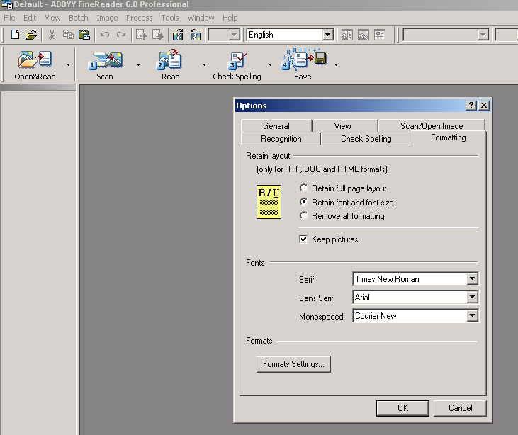 3. Select Formatting. Select Retain font and font size.