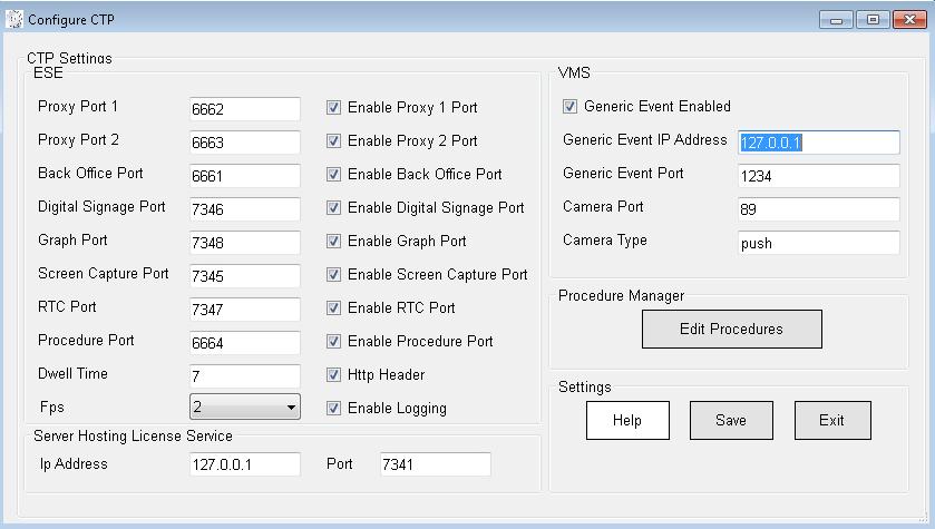 C2P Event Streaming Engine (ESE) GUI The ESE Control Panel/Log file provides real-time feedback as to what the C2P Proxy is sending the VMS as live LPR text images to be displayed in the Smart Client.