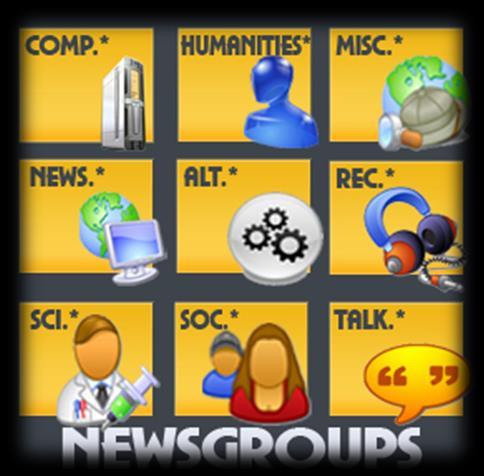 Newsgroup: online discussion forum in which people post, read, and reply to messages from