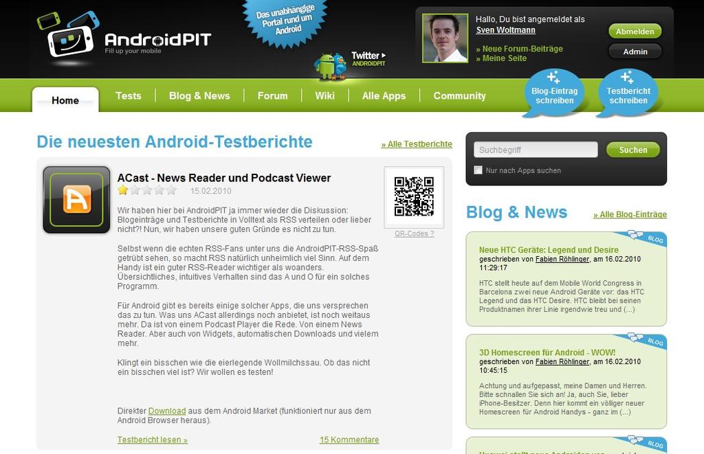 AndroidPIT (www.androidpit.de) Daily test reports (> 400) Daily news Community (> 8.