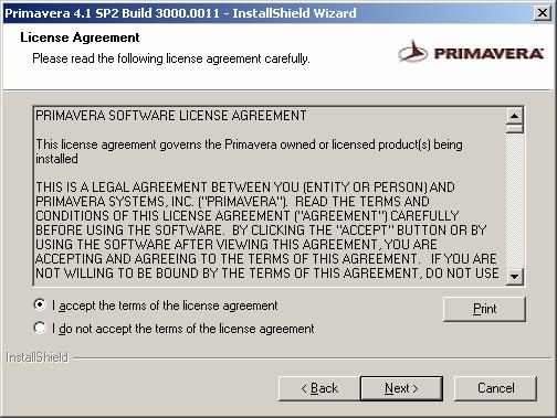 Accept the license agreement and select