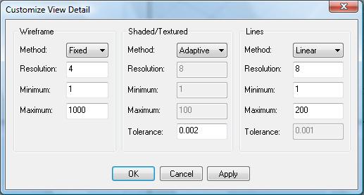 Step 4: Increase or decrease the shading quality 1. Open the file Shadingquality.st and click the S (Shaded) icon on the title bar of the Perspective view. 2. From the View menu, select Detail.