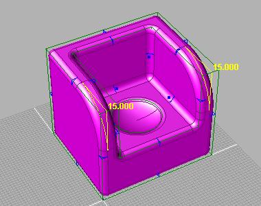 1. Select the two radii as shown in the image below. 2. In the Modeling Tool panel, change the radius dimension to 18 and press GO to perform the round operation.