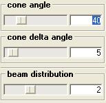 Cone Delta Angle and Beam Distribution As you saw before, you can change the cone angle of the spot light, but you can also modify the cone delta angle and the beam distribution.