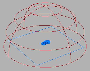 The dimension of the dome depends on the dimension of your scene. In the example above, the dome is larger than the scene.