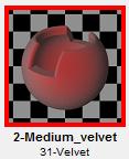 3. From the Application toolbar, click the Materials icon,. 4. Click the 31-Velvet category and double-click the 2-Medium_velvet material. 5.