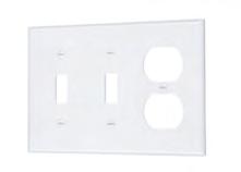 45234 White 5/100 COMBO TOGGLE SWITCH & DECORATOR OUTLET 2-Gang. 1 Decorator switch with 1 outlet.