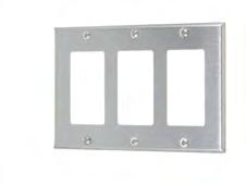 Includes matching stainless steel screws. 45722 #430 10/100 STAINLESS STEEL DECORATOR WALL PLATE 3-Gang.