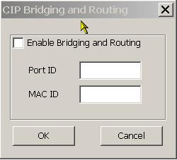 44 Figure 16. List of configured drives. Double click on the column Bridging & Routing and the following display opens: Figure 17. CIP Bridging and Routing.