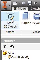 Autodesk Inventor expects us to identify a planar surface where the 2D sketch of the next feature is to be created.