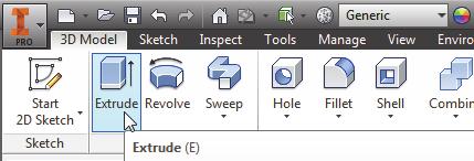 Parametric Modeling Fundamentals - Autodesk Inventor 7-7 Create Toolbar The Create toolbar provides tools for creating the different types of 3D features, such as Extrude, Revolve, Sweep, etc.