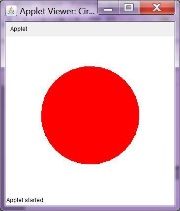displays a red circle of that radius, centered on the applet background.