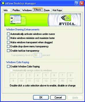 English nview Windows properties n This tab allows you to control of window