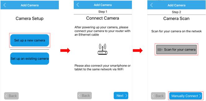 can go to add your camera into the App by scanning the camera in the LAN or by entering its UID by manual.