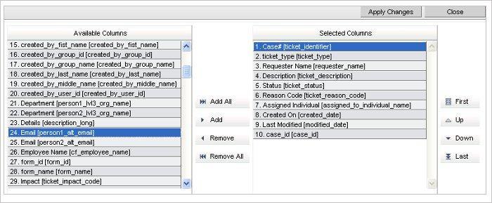 Search - Functions After selecting the column names, you can define the Search criteria by selecting appropriate values for the different ticket fields like Ticket Type, Created Date, Ticket ID,