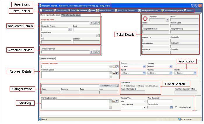 Incident Management - Functions Report Incident Clicking on this link opens a blank new Incident Ticket form.