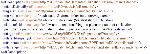 NSDL Registry property example publication statement