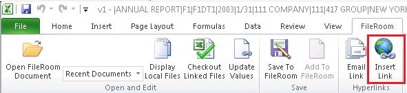 Ability to add links to FileRoom documents within Microsoft Word and Microsoft Excel To add links to FileRoom documents within Microsoft Word documents or Microsoft Excel spreadsheets, complete the