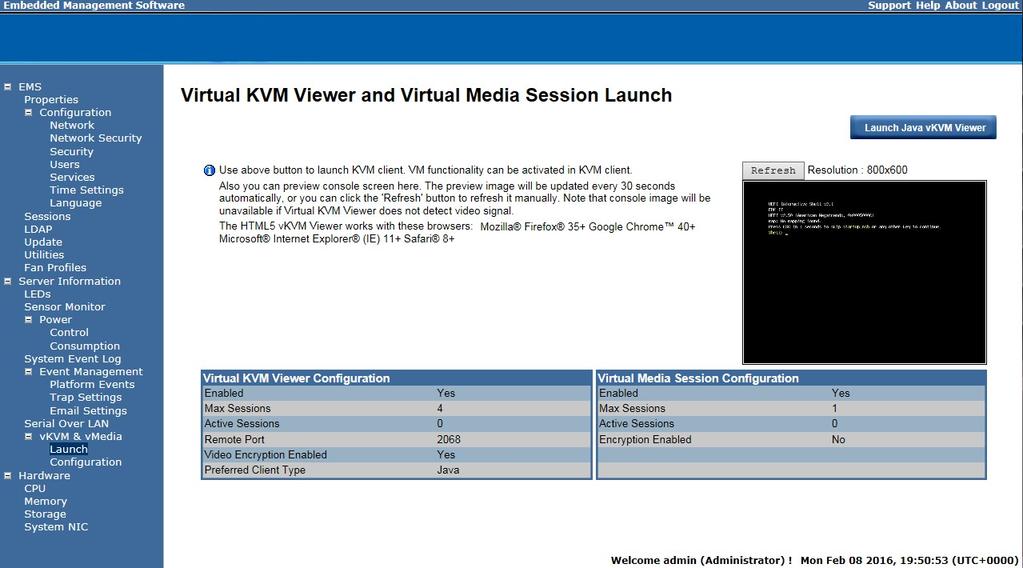 vkvm & vmedia vkvm Viewer and Virtual Media Session Lanuch This