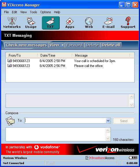 33 2.5 Verizon Wireless VZAccess Manager TXT Messaging VZAccess Manager supports TXT Messaging for certain wireless devices only.